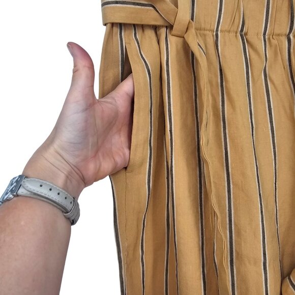 J. Jill Linen Stretch Paper Bag Waist Pants LP Wide Leg Crop Pull On Coastal - Picture 3 of 11